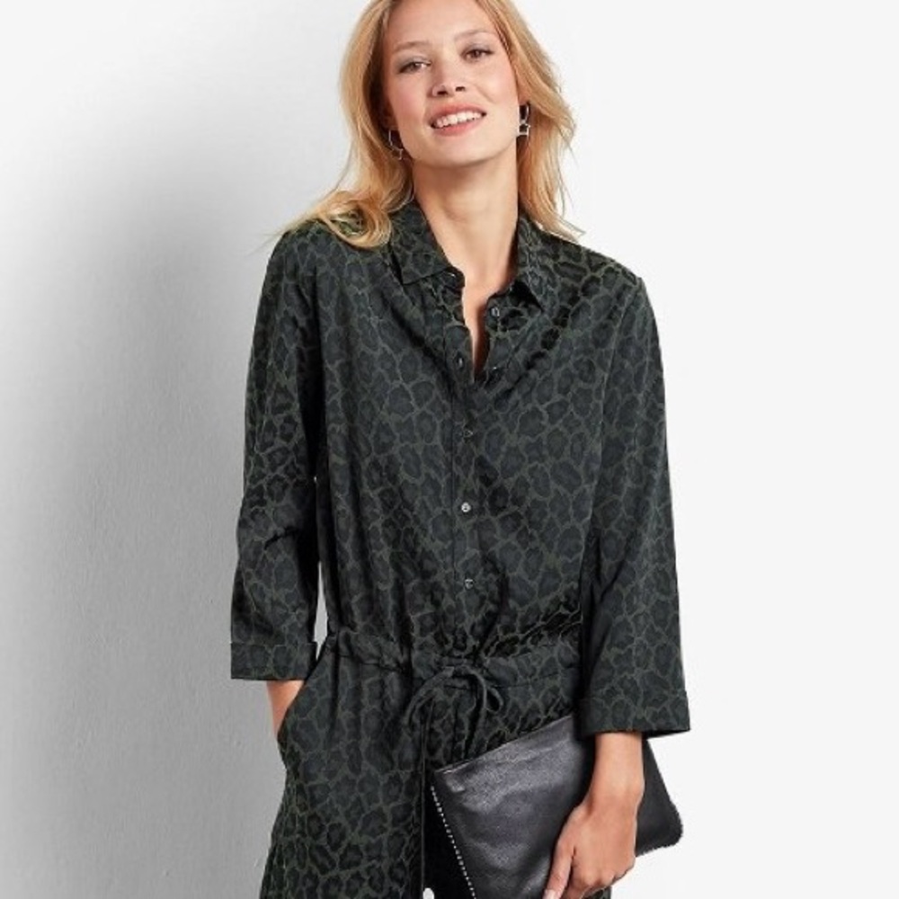 Hush Jacquard Leopard Jumpsuit Green Animal Print 70’s Retro Disco US 12 UK 10 - Picture 14 of 15